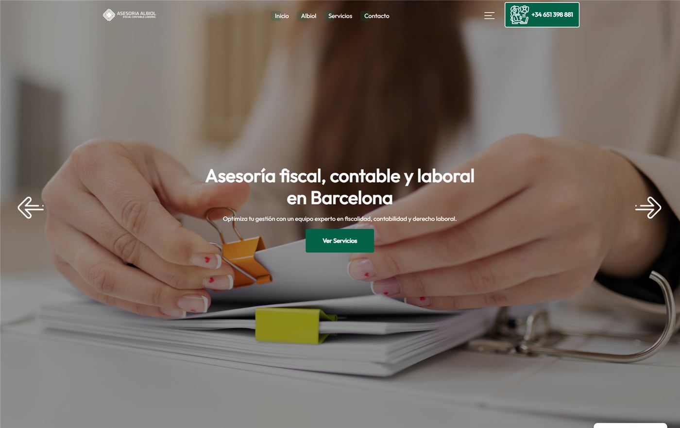 Página web de Asesoría Albiol — diseño web de aColor