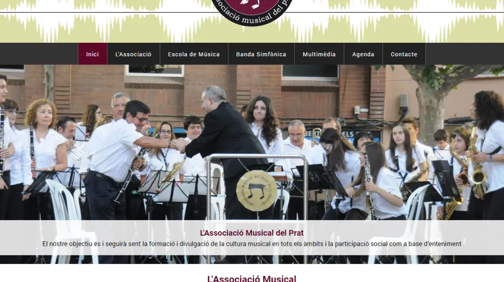 Página web de Banda Musical del Prat — diseño web de aColor