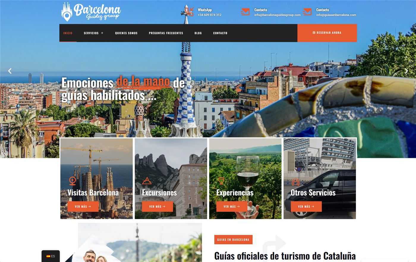 Página web de Barcelona Guides Group — diseño web de aColor