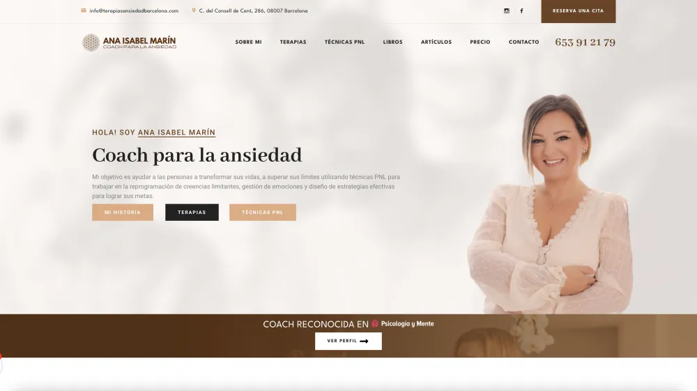 Página web de Ana Isabel Marín · Terapias — diseño web de aColor