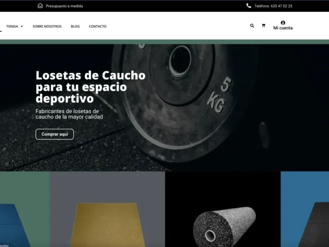 Página web de Losetas de Caucho — diseño web de aColor