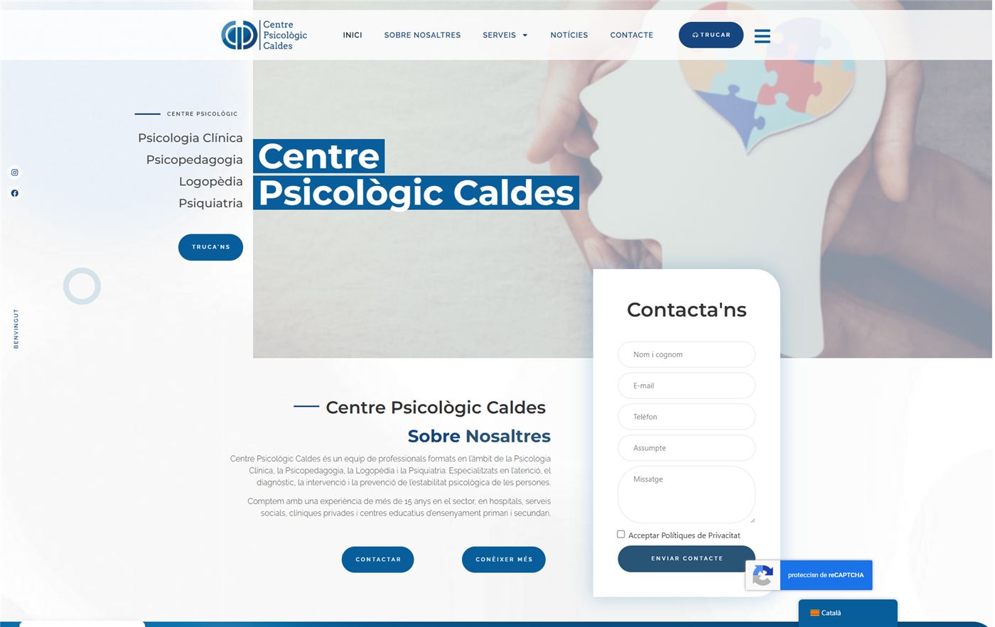Página web de Centre Psicològic Caldes — diseño web de aColor