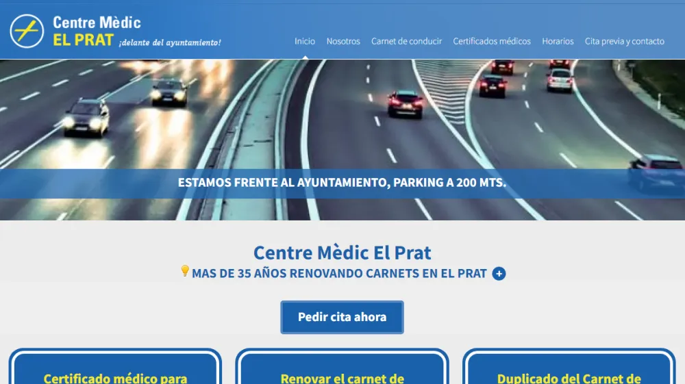 Página web de Centre Mèdic El Prat — diseño web de aColor