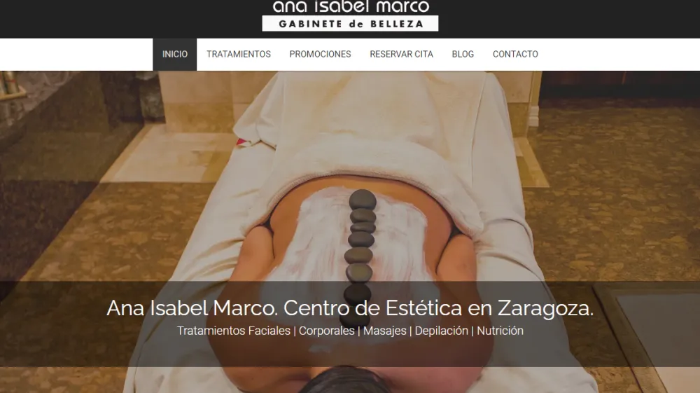 Página web de Centro Estético Ana Marco — diseño web de aColor