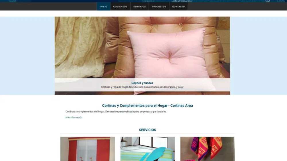 Página web de Cortinas Aroa — diseño web de aColor