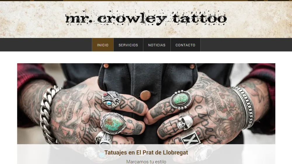Página web de Mr. Crowley Tatto — diseño web de aColor