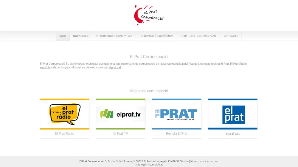 Página web de El Prat Comunicació — diseño web de aColor