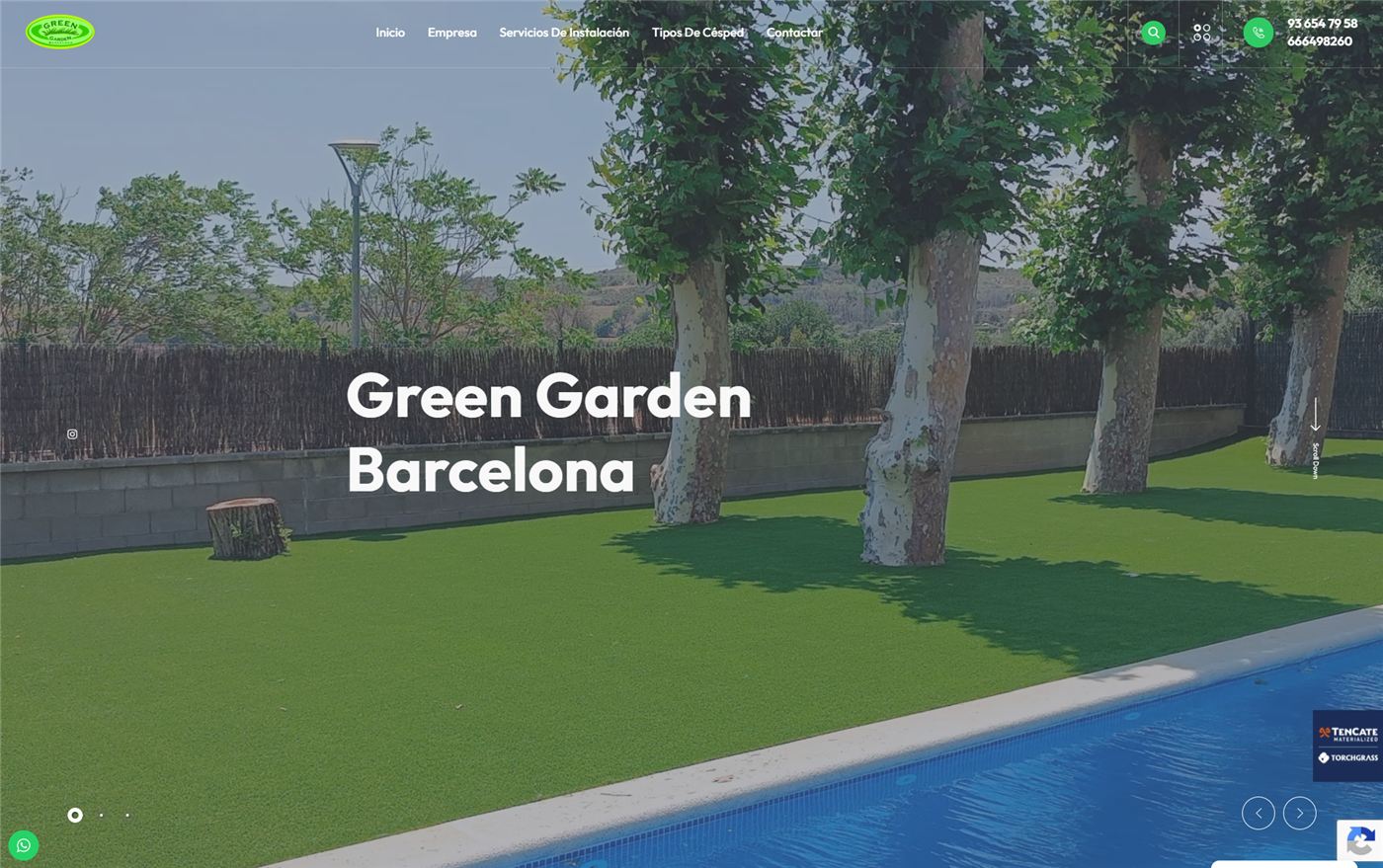 Página web de Green Garden Barcelona — diseño web de aColor