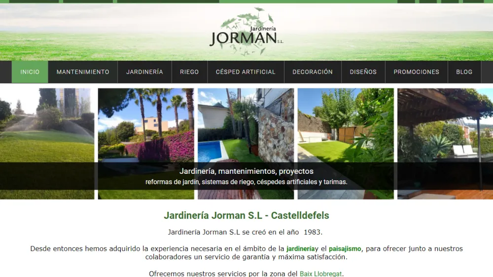 Página web de Jardinería Jorman — diseño web de aColor
