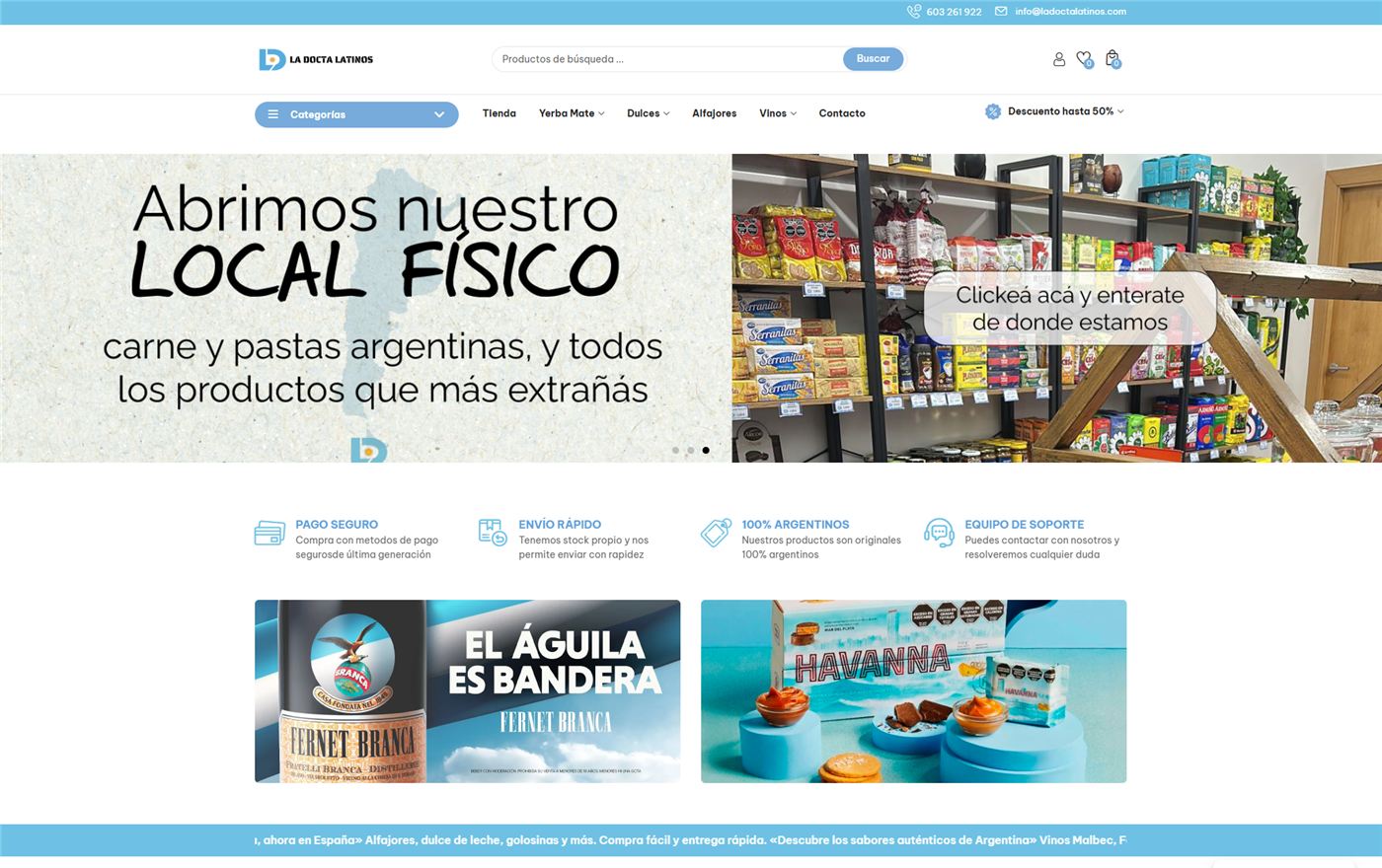 Página web de La Docta Latinos — diseño web de aColor