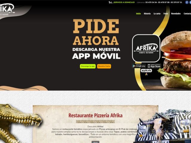 Página web de Restaurant Afrika — diseño web de aColor