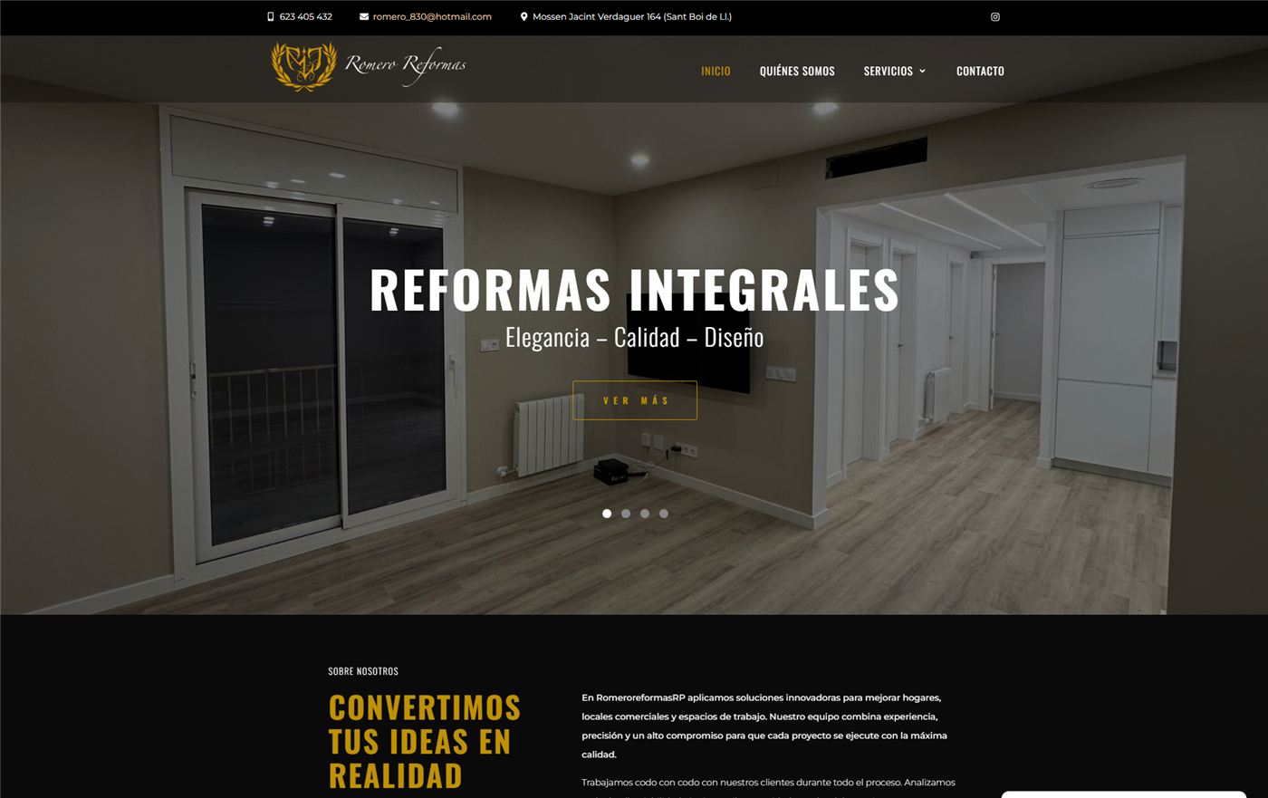 Página web de Romero Reformas RP — diseño web de aColor