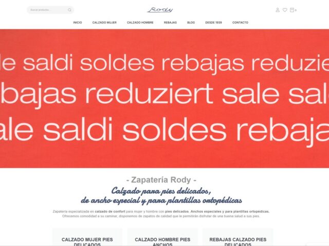 Página web de Sabateria Rody — diseño web de aColor