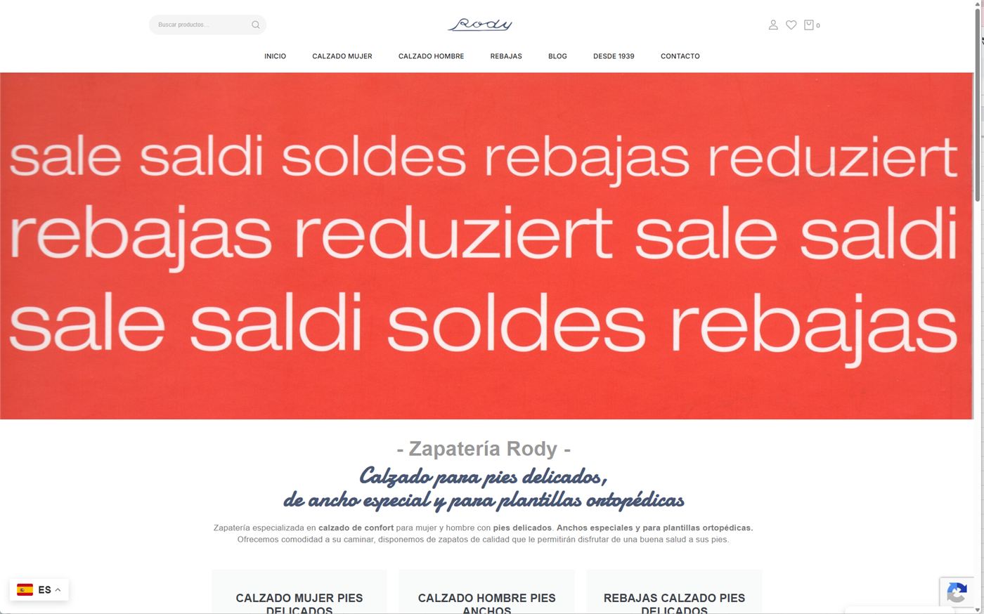 Página web de Sabateria Rody — diseño web de aColor