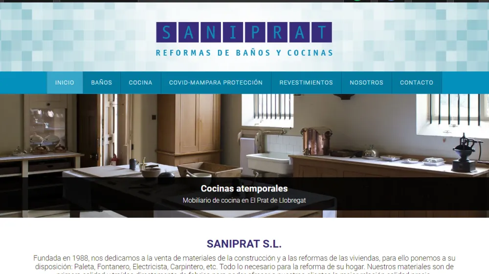 Página web de SaniPrat S.L. — diseño web de aColor