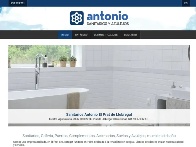 Página web de Sanitarios Antonio — diseño web de aColor