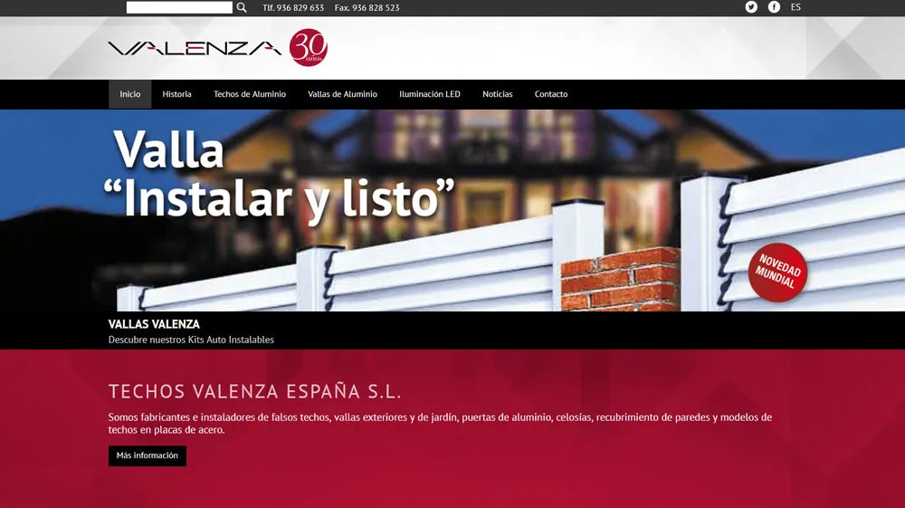 Página web de Techos Valenza — diseño web de aColor