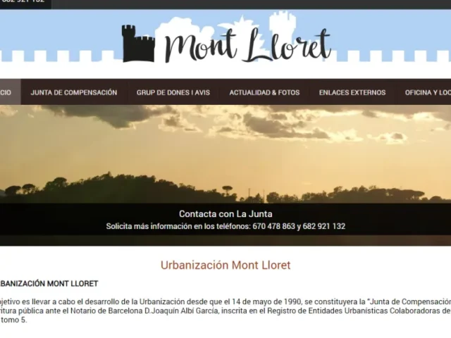 Página web de Urbanització Mont Lloret — diseño web de aColor