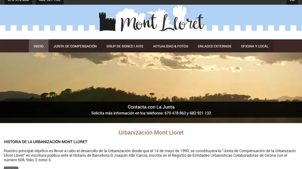 Página web de Urbanització Mont Lloret — diseño web de aColor